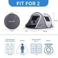 thumbnail image 3 of E-Western 2 Person Pop Up Camping Tent - Water Resistant, Quick Setup, Light & Spacious Family Tent for Outdoor Camping and Travel, 3 of 6
