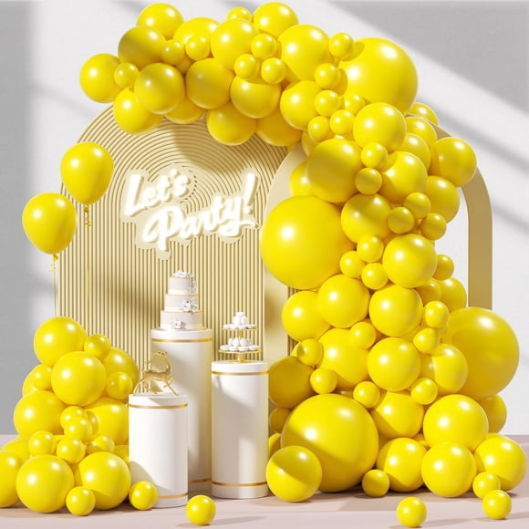 Kit de arco con forma de globo Awenztech, 120 unidades, látex amarillo con cinta