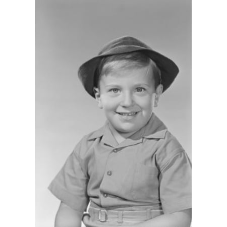 Studio portrait of boy in boy scout uniform Canvas Art - (18 x 24)
