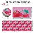 thumbnail image 3 of Valentines Day Cherry Kitchen Rugs Set of 2, I Cherry-ish You Pink Love Hearts Plaid Kitchen Mats Decor, Anniversary Wedding Floor Door Mat Home Decorations - 17x29 and 17x47 Inch, 3 of 6