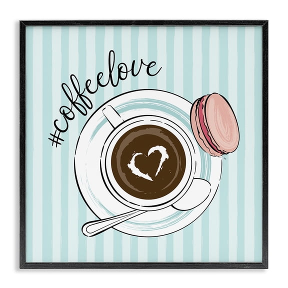 Stupell Industries Contemporary Coffee Love Hashtag Black Framed Giclee Art, 12 x 12, by Martina Pavlova