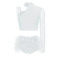 thumbnail image 2 of Sholeno 2 Piece Dance Outfits for Women Rhinestone Crop Top with Feather Briefs Jazz Latin Dancewear White XXL, 2 of 6