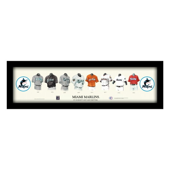Miami Marlins Cooperstown Collection Framed Uniform Heritage Art Print
