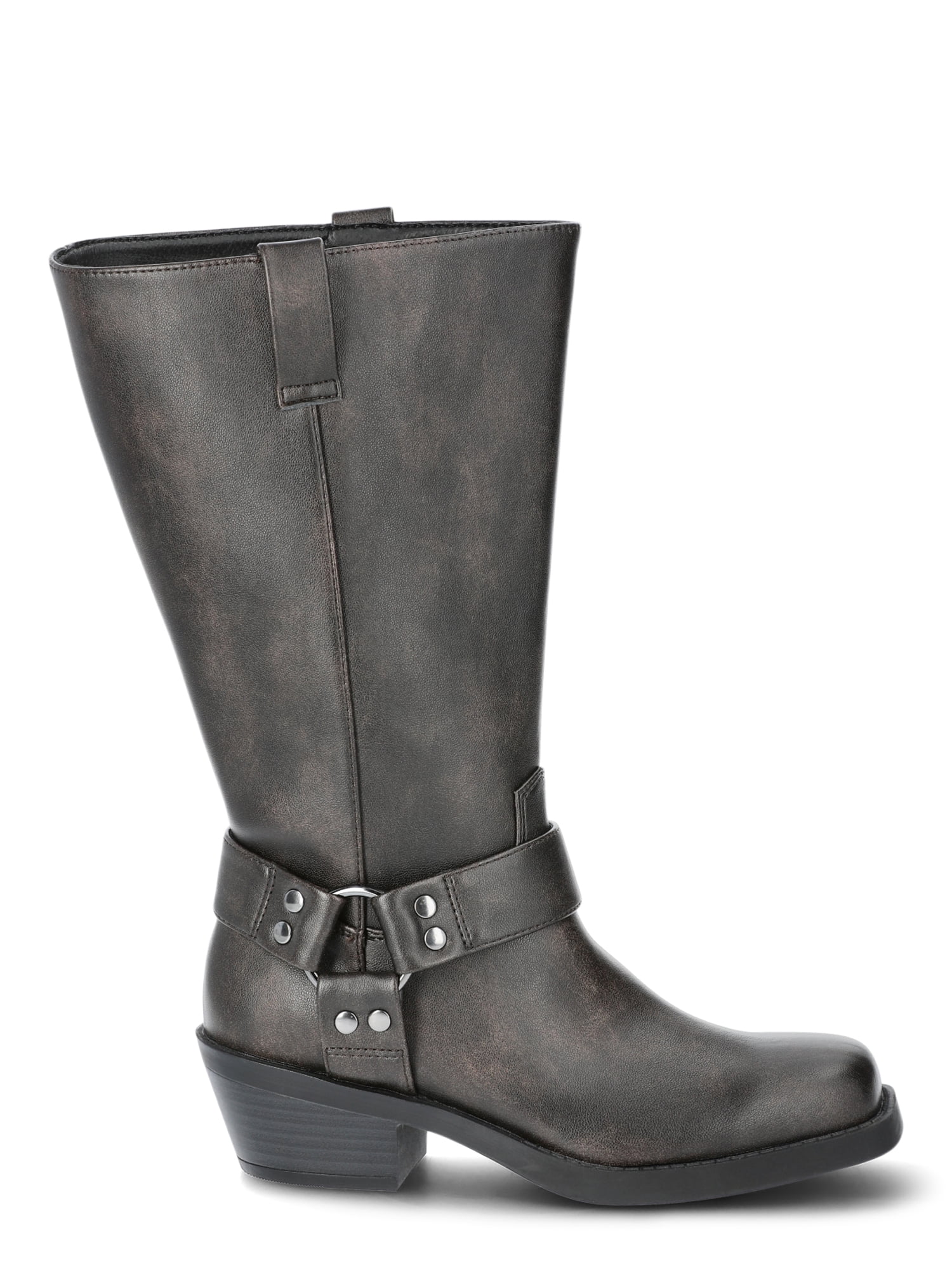 Time and Tru Women's Moto Hardware Boots, Wide Width Available