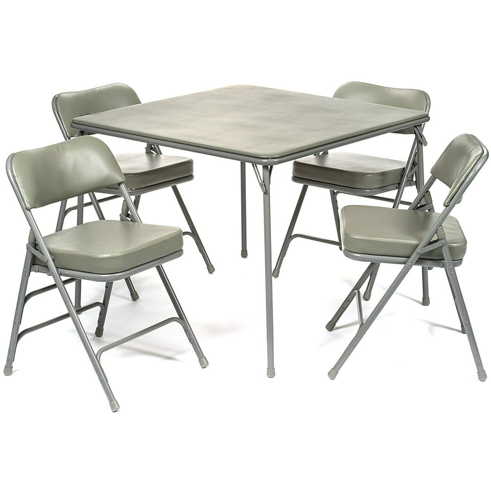 5pc. XL Series Folding Card Table and 2 in. Ultra Padded Chair Set
