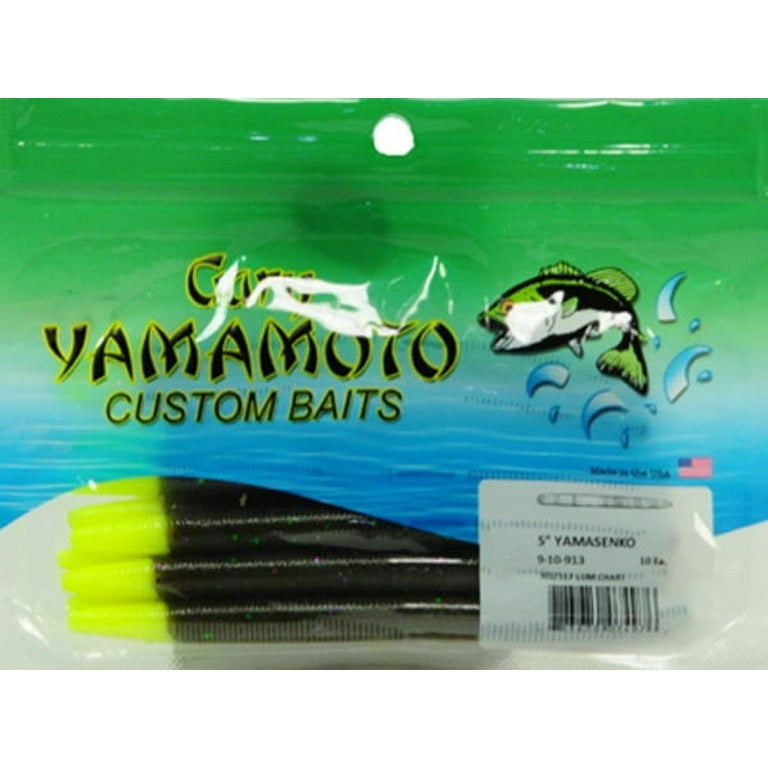 Gary Yamamoto Custom Baits Soft Plastic Bait 9-10-913 5 Senko Worm Green  Pumpkin Chartreuse Tail