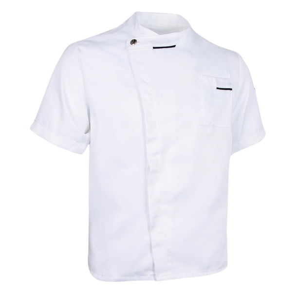 Sólido Chef Chaqueta Abrigo Hotel Camarero Uniforme Manga Corta Blanca l Yuyangstore Chaqueta de chef uniforme para hombres