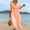 Orange, variant on Ygbgbb Women's Summer Sundress Cotton Linen V-Neck 3/4 Sleeve Dress Casual Unique Design Loose Fit Midi Dresses Light Blue XS