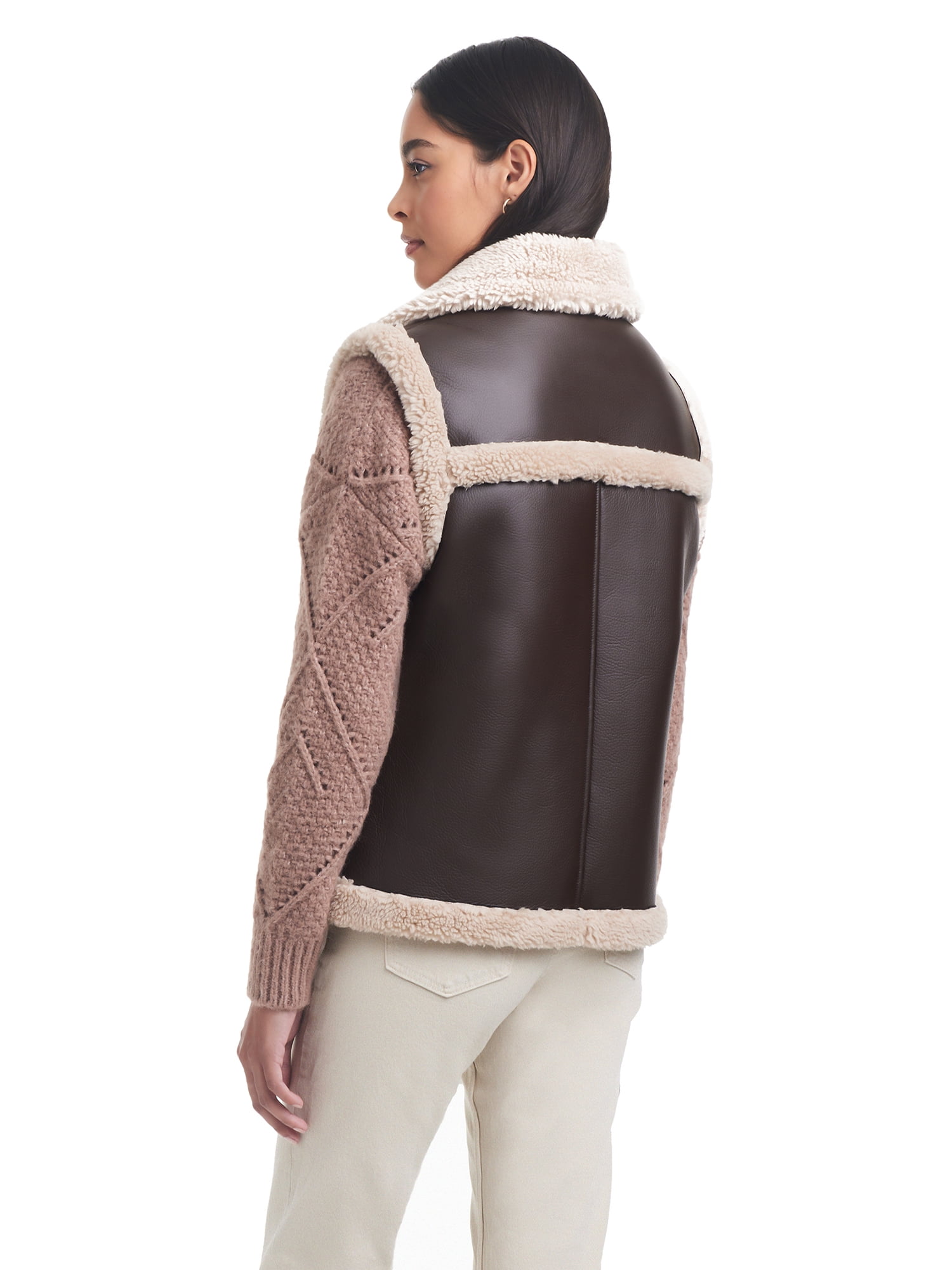 Sam & Libby Ladies Bonded Faux Sherpa Vest