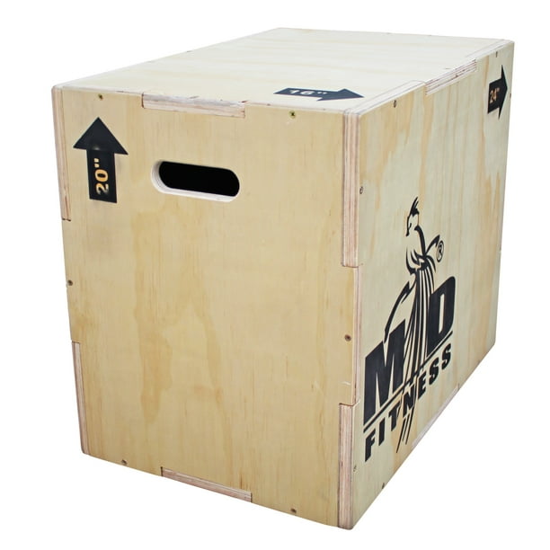 Banco step MDFitness para ejercicio 3 alturas 24x20x16 pulgadas Caja Pliométrica Banco de madera