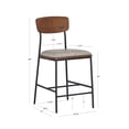 thumbnail image 6 of Linon Ryder Counter Stool Cream Faux Leather Padded Seat Steel Frame in Black, 6 of 13