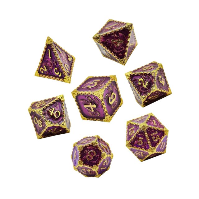 7Pcs Polyhedral Dice Irregular Big Party Casino Numbers Board Games Purple Golden