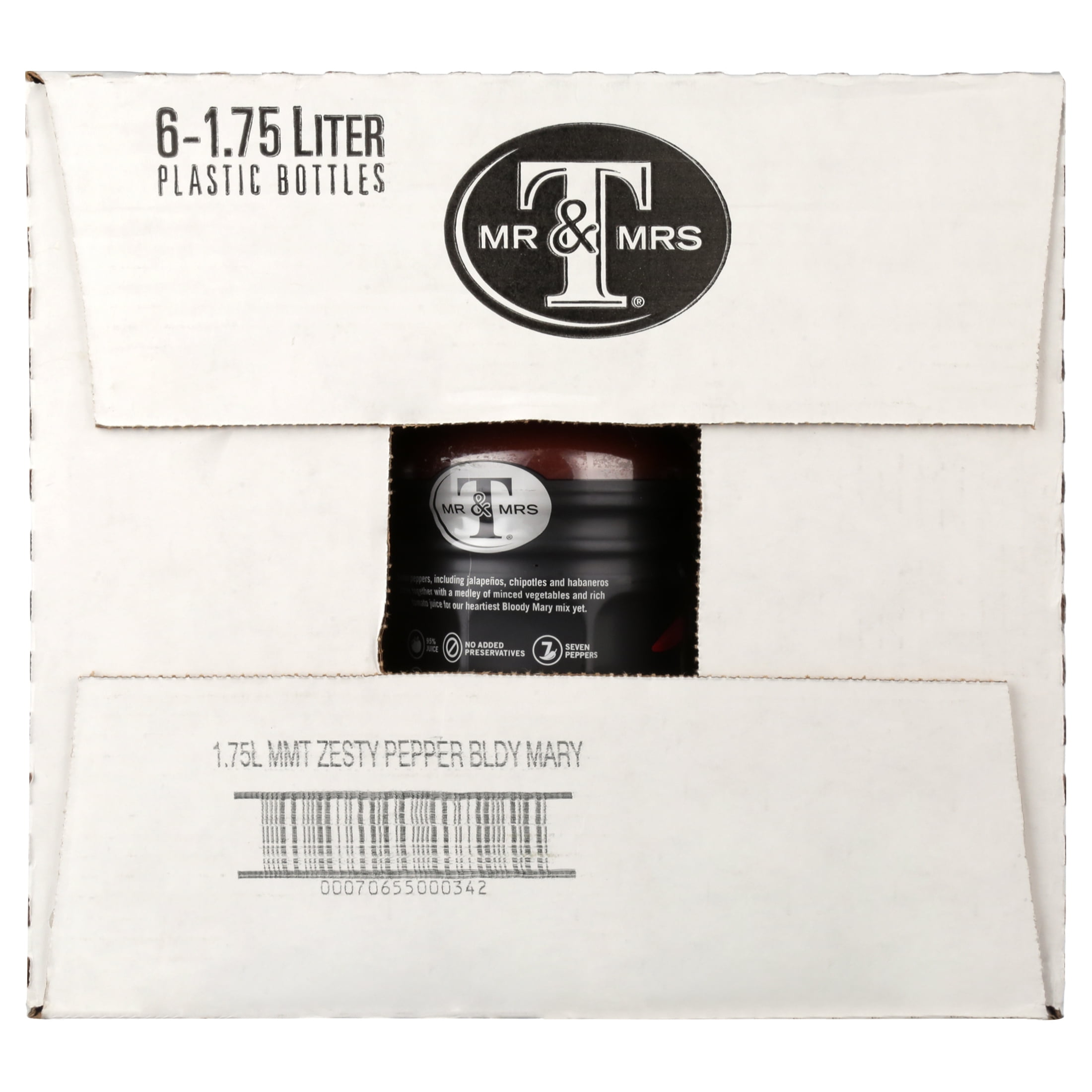 (6 Bottles) Mr & Mrs T Fiery Pepper Bloody Mary Mix, 1.75 L Bottle