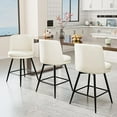 thumbnail image 6 of VINGLI 26" H Swivel Barstools Set of 2, PU Faux Leather Upholstered Counter Height Bar Stool with Back, Kitchen High Chairs with Cushion Round Seat, Metal Legs, White, 6 of 7