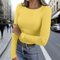 thumbnail image 2 of ZJXFGS Long Sleeve Thermal Shirt for Women Long Sleeve Shirt for Women Lightweghit Fleece Tops 2025 Crew Neck Basic T Shirts Yellow 3XL, 2 of 7