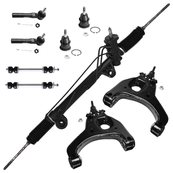 Detroit Axle - RWD Front End Kit for 1999-2006 Chevy Silverado GMC Sierra 1500 Rack and Pinion Assembly 2 Lower Control Arms w/ Ball Joints 2 Upper Ball Joints 2 Outer Tie Rods 2 Sway Bars