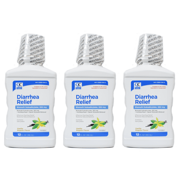 3 Pack Quality Choice Diarrheal Relief Vanilla Regular Flavor 12oz Each