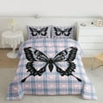 thumbnail image 2 of Homewish Romantic Butterfly Print Bedding Comforter Set, Kawaii Cartoon Animal Twin Comforter Sets, Blue Pink Fashion Buffalo Reversible Bedding Set, Breathable Home Decor, 2 Pieces, 2 of 8