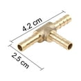 thumbnail image 2 of 5mm Hose Barbed Brass 3 Way Tee Connector Thread Joiner Adapter for Fuel Air Water Gas Oil Pipe, 2 of 4