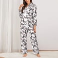 thumbnail image 2 of Honeii Bird print Women's Pajama Sets Long Sleeve Button Down Sleepwear Nightwear Soft Pjs Lounge Sets-Small, 2 of 7