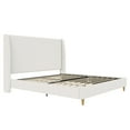 Mr. Kate Tess Upholstered Wingback Bed Frame, King, Ivory Linen