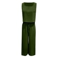 thumbnail image 4 of Two Piece of Workouts Outfits Plus Size Round-Neck Sleeveless And Long Pants Casual 2PC Sets, 4 of 5