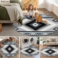 thumbnail image 6 of 7ft Washable Round Rug, Aztec Southwestern Non-Slip Circle Area Rug for Living Room Dining Room, Ethnic Tribal Style Geometric Blue Grey Indoor Floor Mat for Home Decor, 6 of 9