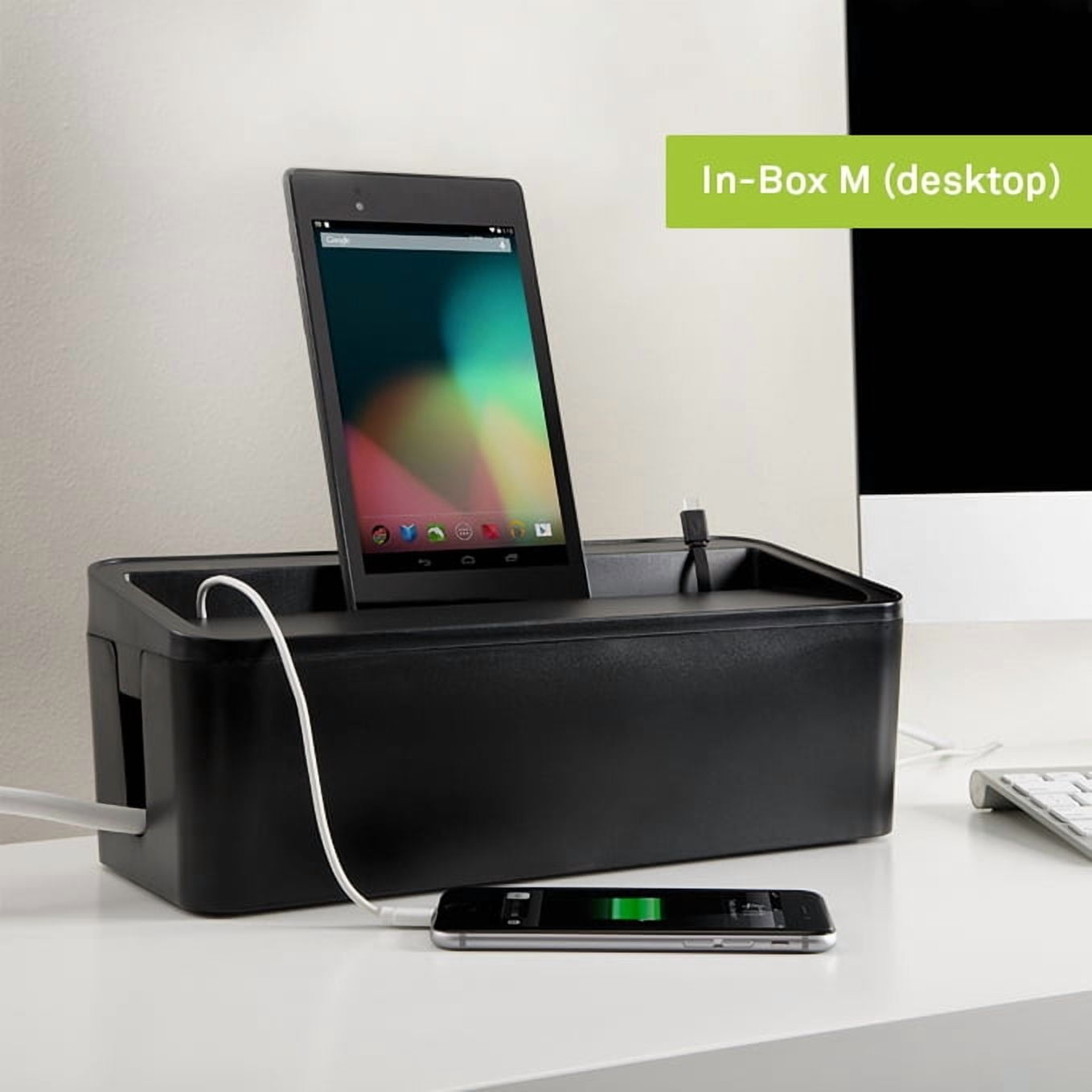 in-Box Cable Box Set with Extra Large Surge Protector Concealer Cable Management for Under Desk and Mobile Charging Station Power Strip Organizer for Desktop, Black