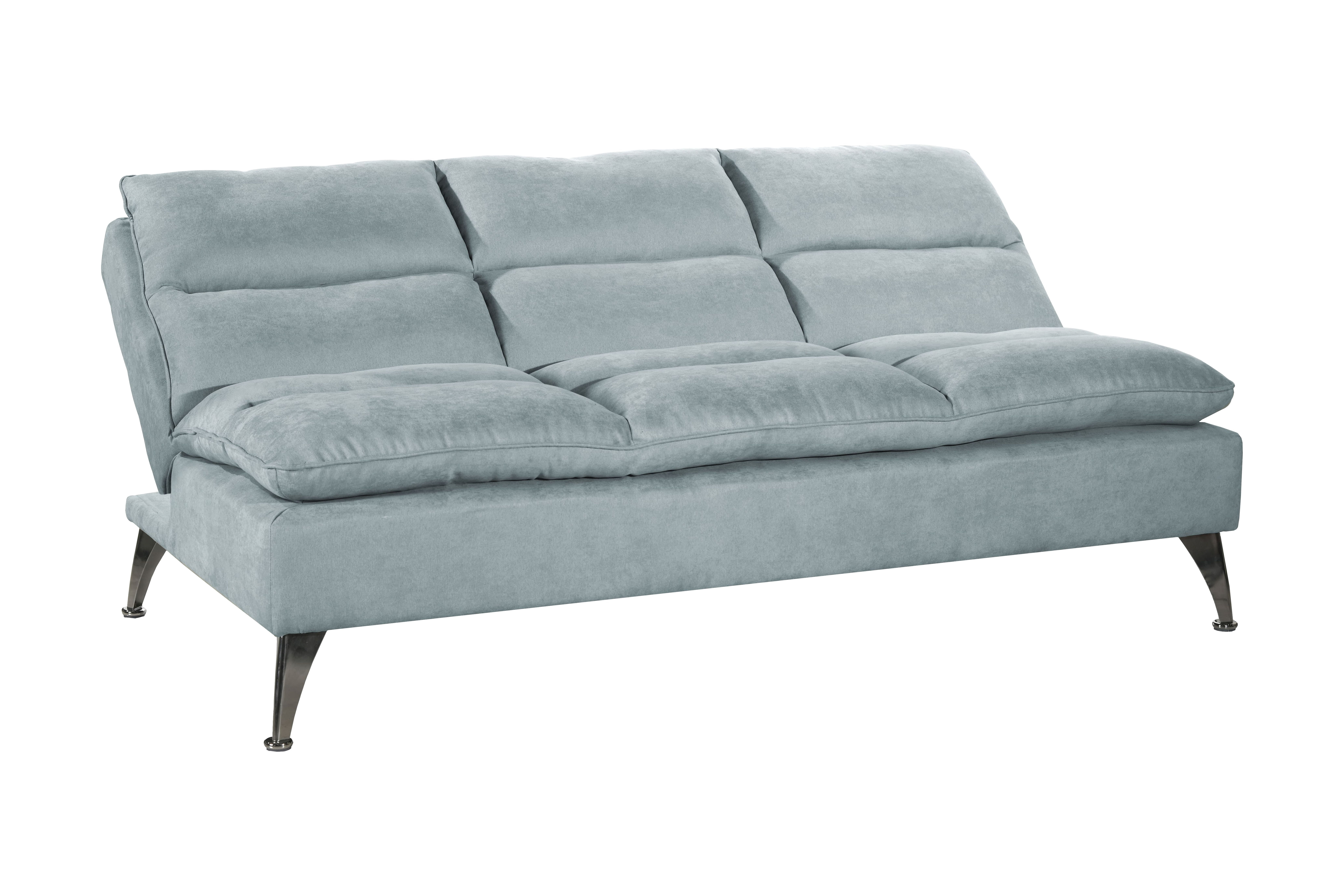 Sealy Santa Cruz Futon Sofa Convertible in Teal with Chrome Metal Legs
