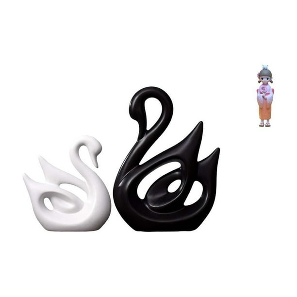 Escultura De Pareja De Cisnes De Porcelana Con Muñeca Geisha Kabuki Asiática, Kimono Japonés, Elegante Animal Coleccionable Para Oficina, Hogar, Dormitorio, Decoración, Accesorios Para Casa