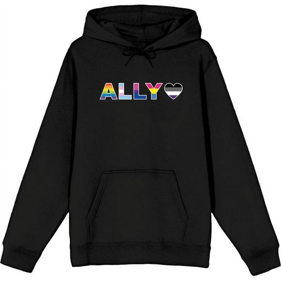 Pride Ally Pride Flag Colors Adult Black Long Sleeve Hoodie-Medium