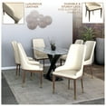 thumbnail image 5 of LeisureMod Modern Dining Chair Upholstered in Leather with Brown Rubberwood Legs Accent Kitchen Room Side Chairs Viva Series in Light Taupe, 5 of 11