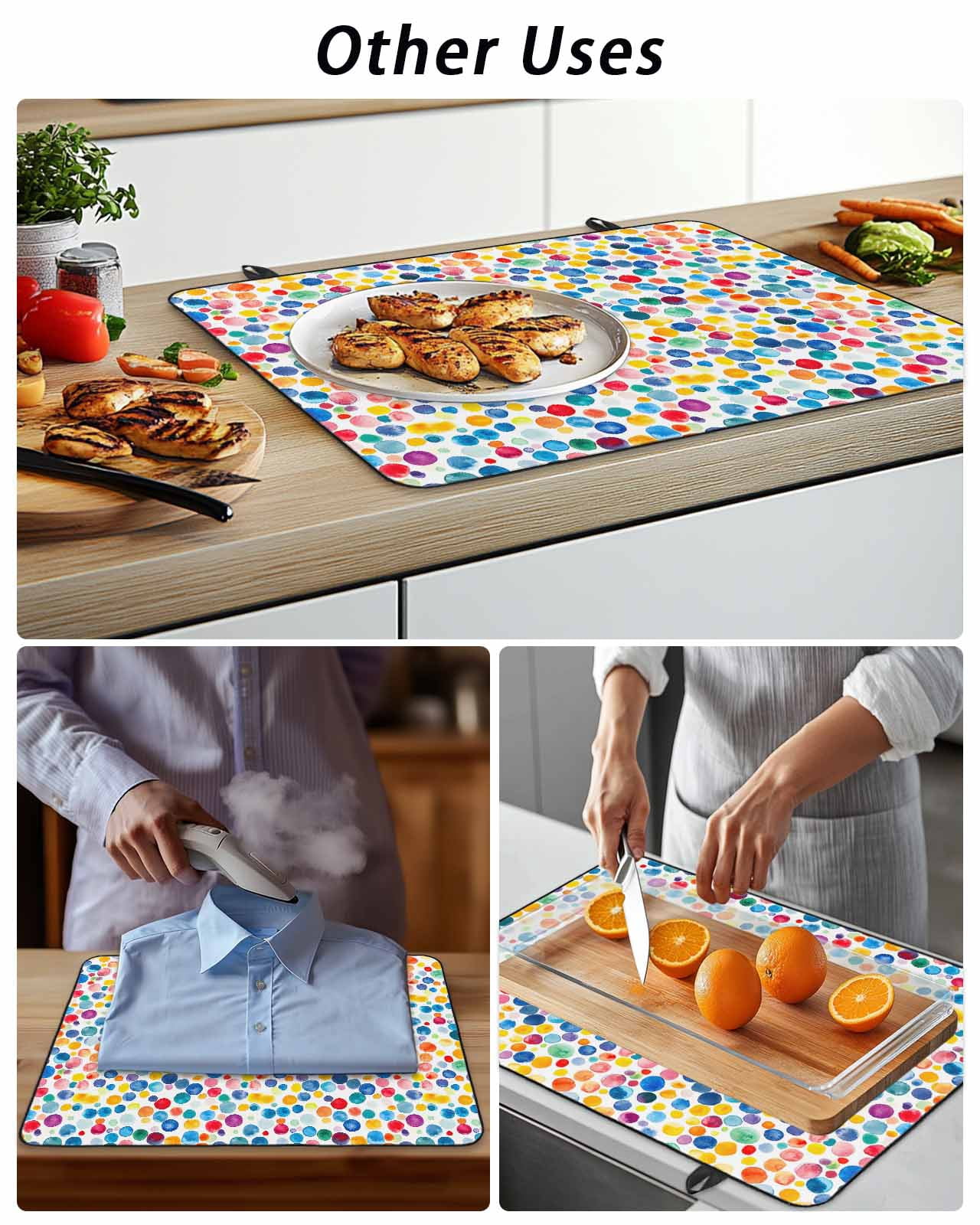 Stove Top Covers for Electric Stove, Colorful Polka Dot Glass Stovetop Cover Protector, Rainbow Polka Dots Watercolor Induction Cooktop Protector Oven Mat for Kitchen Countertop 36"x21"