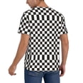 thumbnail image 6 of Easygdp Black and White Checkerboard Men's Muscle T-Shirt Men's Baseball Short Sleeves, for Gym Workout Athletic with Button - Small, 6 of 9