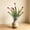 Purple-PP, variant on MMJ Artificial Flowers 5 Prong Plastic UV Resistant No Fade Faux Bush Spring Farmhouse Porch Home Decor 13.77x4.72x3.14in