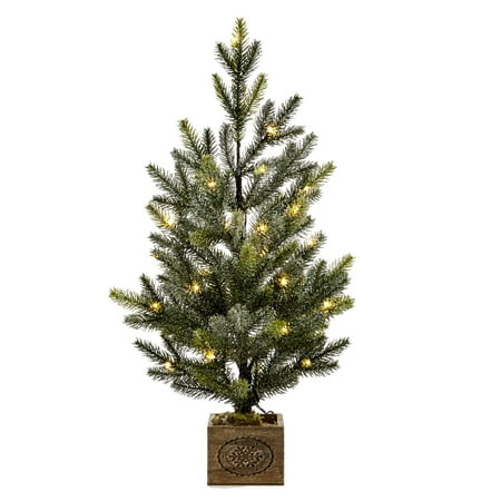 Martha Stewart Collection Small Led Snowy Pine Merry Christmas