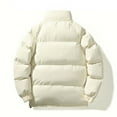 thumbnail image 4 of safuny Winter padded Coats For Men Lightweight Loose Long Sleeve puffer Jackets Zip Up Warm Thermal Fleece Oversized Stylish Parka Hooded Beige L, 4 of 7
