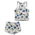 thumbnail image 5 of Xoenoiee Blue Hydrangea Flower Print Girls 2 Piece Bathing Suit Summer UPF 5O+ Racerback Swimsuit with Shorts Round Neck Beach Tankini Sets Beachwear, 12-13 Years, 5 of 7