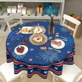 thumbnail image 6 of 4th of July Tablecloth Round Patriotic Star Celebration Firework Table Cloths Circular Independence Day Table Cover Waterproof Polyester Tabletop for Dining Kitchen Party Decor 60 Inch, 6 of 7