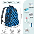 thumbnail image 5 of Blue and Black Wavy Checkered Pattern Backpack for School, Cute School Bag with Adjustable Shoulder Straps and Padded Back, 16.9"x12.6"x5.9", 5 of 5