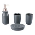 thumbnail image 2 of Juego de accesorios de baño Macarena de cerámica 4 piezas con Soporte para cepillo y jabonera gris, 2 of 8