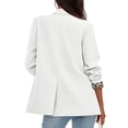 thumbnail image 4 of Women’s Long Sleeve Lapel Blazer with Leopard Print Cuffs Single Breasted Button Closure Classic Fit Jacket for Office or Casual Wear White M, 4 of 5