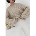 thumbnail image 2 of PRETTYGARDEN Womens Sweaters Spring 2025 Cable Knit Long Sleeve Crewneck Oversized Sweater Chunky Pullover Loose Outfits, 2 of 8