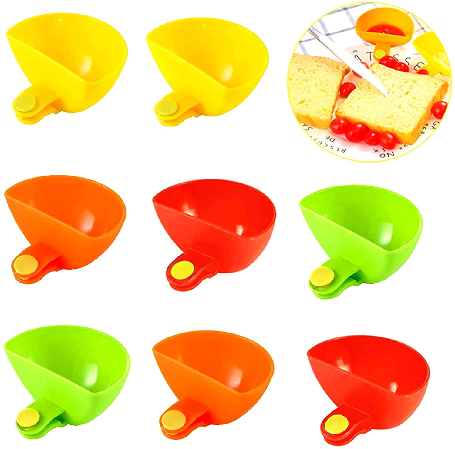 8 Pcs Assorted Dip Clips for Plate,Progressive Dip Clips Bowl Plate