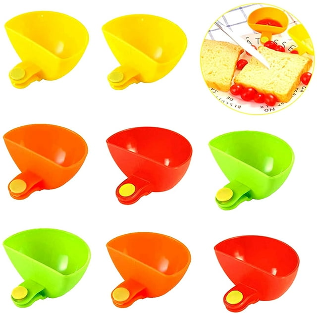 8 Pcs Clips de Trempage Assortis pour Assiette, Clips de Trempage Progressifs Support de Bol, Conteneur d'Épices pour Sel, Sauce Tomate, Sucre, Vinaigre-4 Couleurs (Rouge, Jaune, Vert, Orange)
