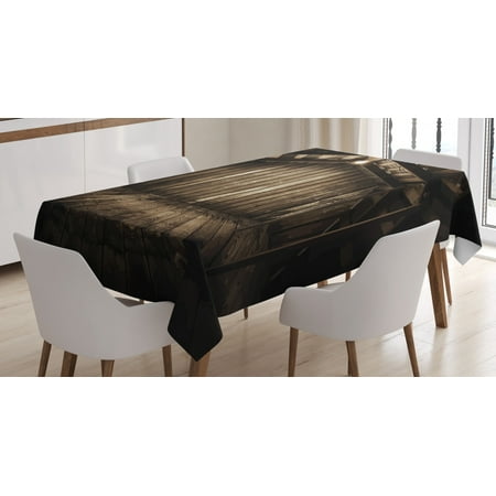 

Modern Decor Tablecloth Old Wooden Rustic Home Cottage Rural Countryside Grunge Rusty Indoors Rectangular Table Cover for Dining Room Kitchen 52 X 70 Inches Brown Dark Brown by Ambesonne