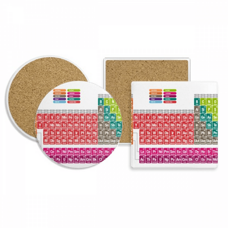 

Cute Succinct Color Chestry Periodic Table Coaster Cup Mug Holder Absorbent Stone Cork Base Set
