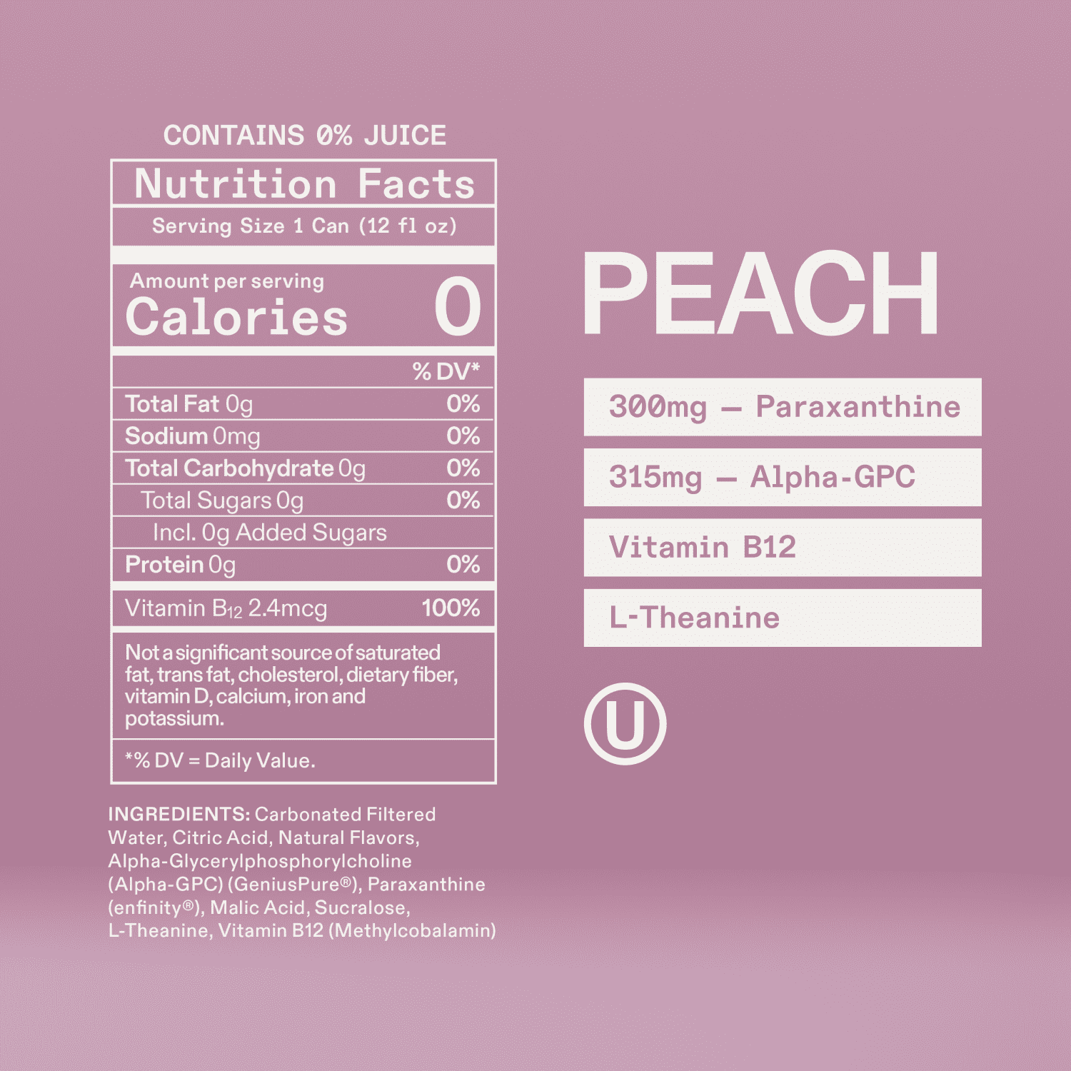 UPDATE Zero Sugar Energy Drink, Peach, 12 fl oz Can, 12 Pack