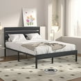thumbnail image 2 of Wangbujianwang Twin size Platform Bed Frame with Rustic Wood Headboard and Footboard, Mattress Foundation, Strong Metal Slats Support, No Box Spring Needed, 2 of 9