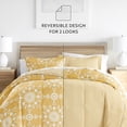 thumbnail image 3 of Noble Linens 3-Piece Yellow Daisy Medallion Reversible Print Comforter Set, King/CalKing, 3 of 13